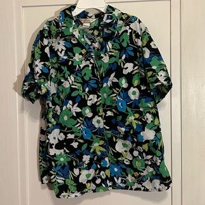Allison Daley Green and Blue Button Down Cotton Shirt women’s size 14